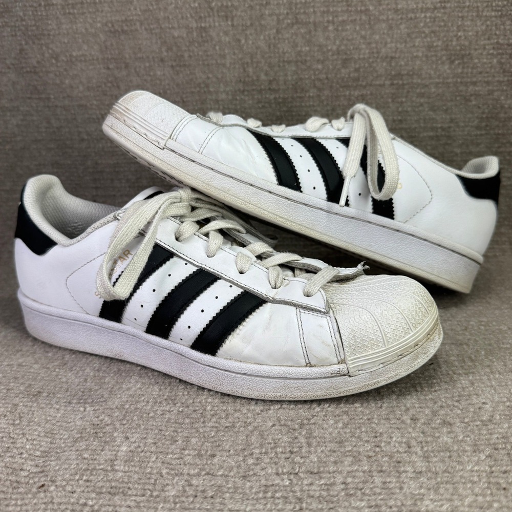 Adidas Superstar Mens 7.5 White Black Shell Toe Classic Sneakers C77153